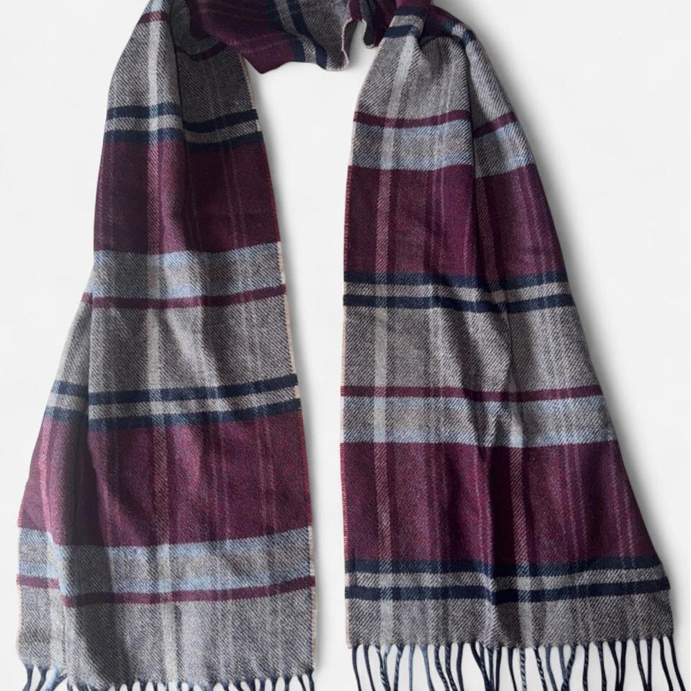 Italian Woollen Treasures 100% Lambswool Plaid Scarf Made in Italy